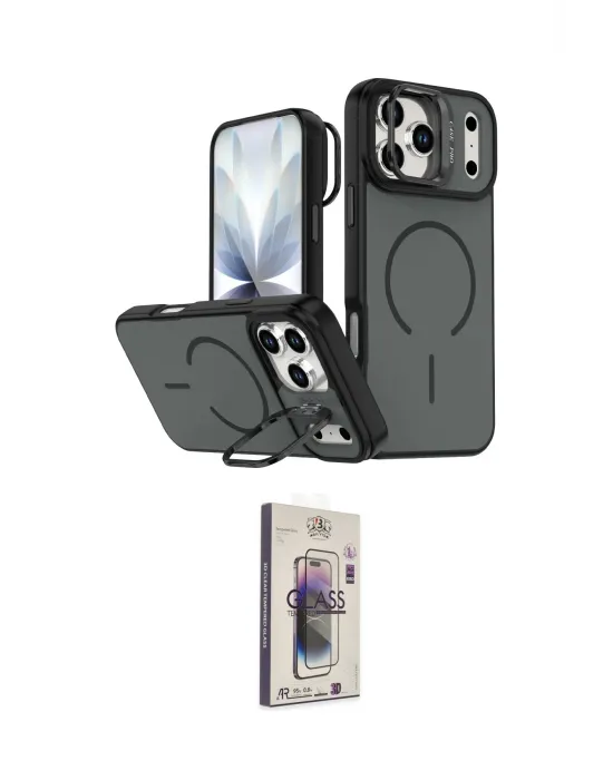 ieg™ iPhone 17 Pro Max Kılıf Çekirdek Klasik - Siyah Bilvis 3D Cam Ekran Koruyucu