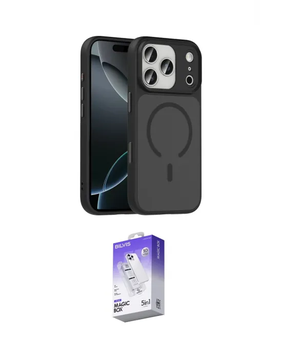 ieg™ iPhone 17 Pro Max Kılıf Doruk Form Serisi - Siyah Bilvis 5in1 3D Magic Cam Ekran Koruyucu