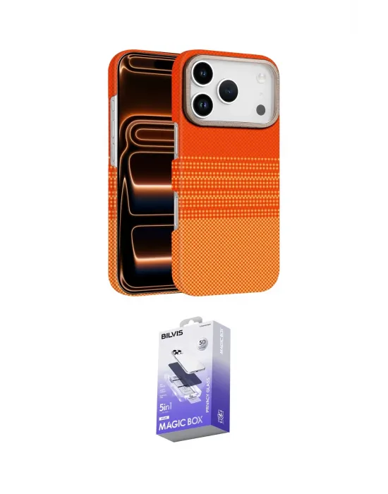 ieg™ iPhone 17 Pro Max Kılıf Doruk Serisi - Siyah Bilvis 5in1 5D Magic Hayalet Cam Ekran Koruyucu
