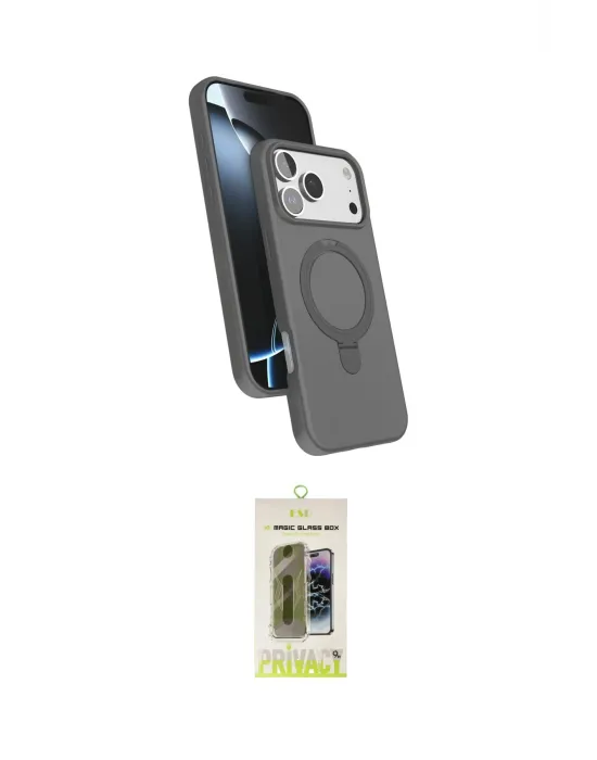 ieg™ iPhone 17 Pro Max Kılıf İz Işık Koleksiyonu - Siyah Joko Magic 5D Hayalet Cam