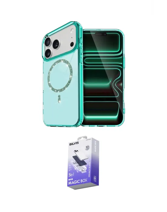 ieg™ iPhone 17 Pro Max Kılıf Kıvılcım Form Prime - Siyah Bilvis 5in1 5D Magic Hayalet Cam Ekran Koruyucu