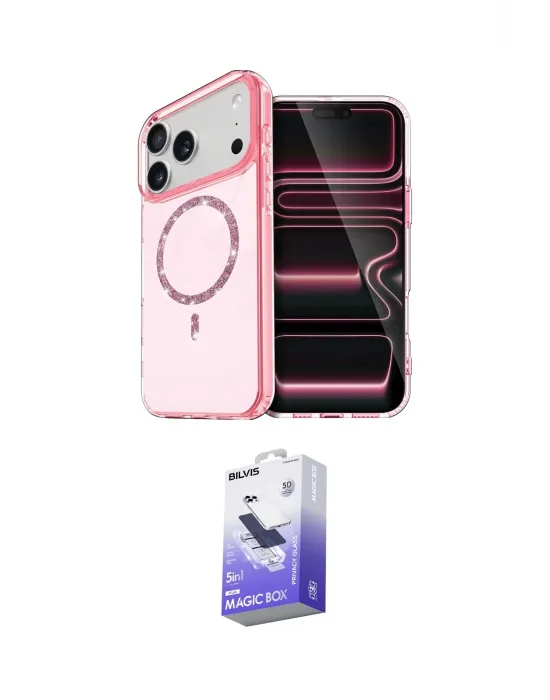ieg™ iPhone 17 Pro Max Kılıf Kıvılcım Form Prime - Siyah Bilvis 5in1 5D Magic Hayalet Cam Ekran Koruyucu
