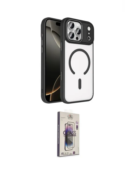 ieg™ iPhone 17 Pro Max Kılıf Kıvılcım Prime - Siyah Bilvis 3D Cam Ekran Koruyucu