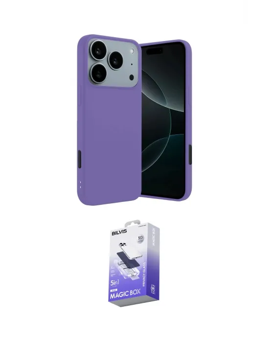 ieg™ iPhone 17 Pro Max Kılıf Kozmos Yansıma Özel Seri - Siyah Bilvis 5in1 5D Magic Hayalet Cam Ekran Koruyucu