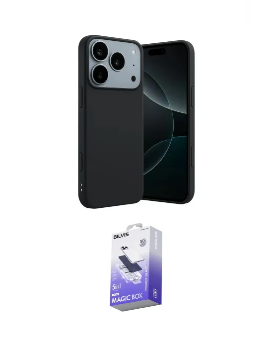 ieg™ iPhone 17 Pro Max Kılıf Kozmos Yansıma Özel Seri - Siyah Bilvis 5in1 5D Magic Hayalet Cam Ekran Koruyucu