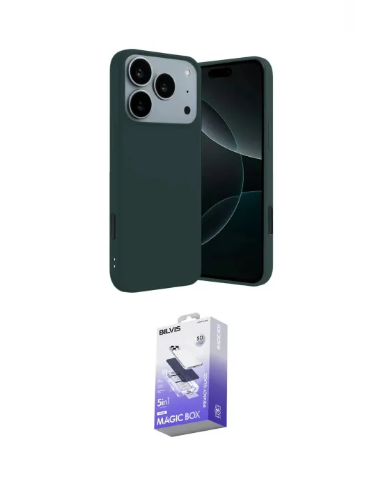 ieg™ iPhone 17 Pro Max Kılıf Kozmos Yansıma Özel Seri - Siyah Bilvis 5in1 5D Magic Hayalet Cam Ekran Koruyucu