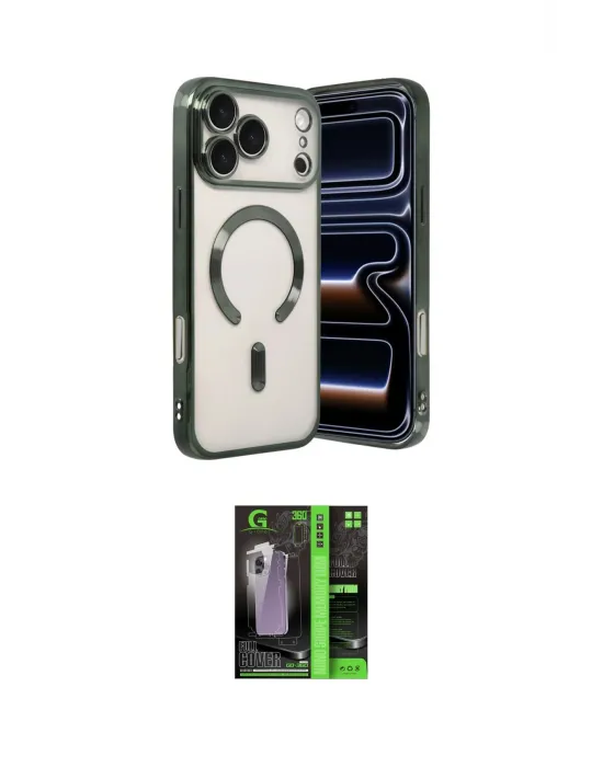 ieg™ iPhone 17 Pro Max Kılıf Nova Işık Özel Seri - Siyah 360 Mat Full Body Arka Koruyucu