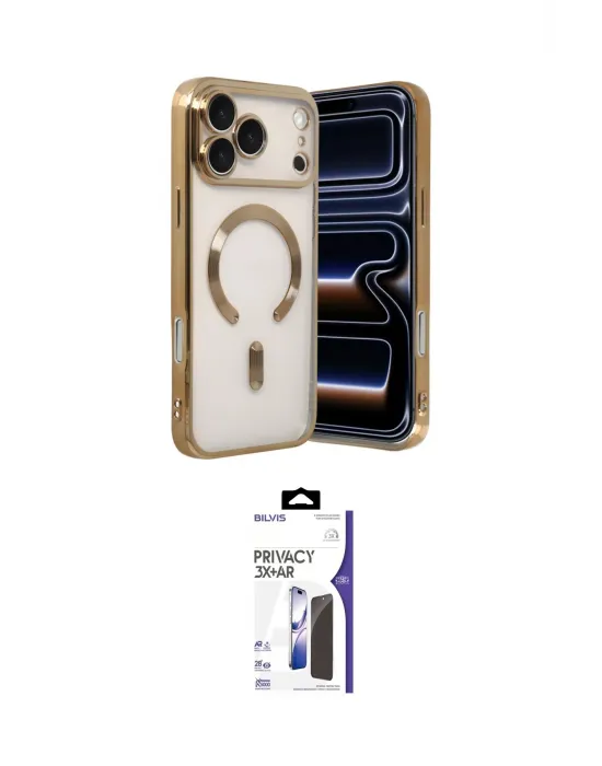 ieg™ iPhone 17 Pro Max Kılıf Nova Işık Özel Seri - Siyah Bilvis 3X AR Hayalet Cam Ekran Koruyucu