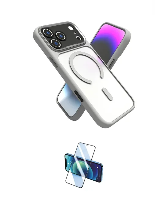 ieg™ iPhone 17 Pro Max Kılıf Nova Yansıma Serisi - Siyah 3D Antistatik Cam Ekran Koruyucu