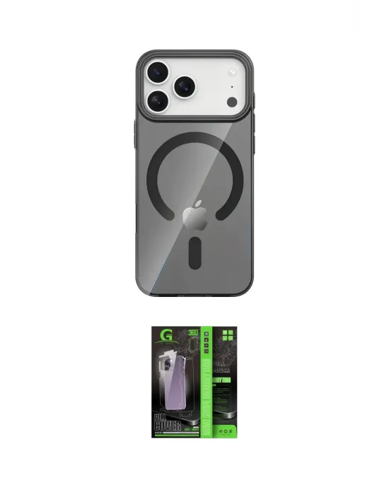 ieg™ iPhone 17 Pro Max Kılıf Pusula Form Özel Seri - Şeffaf 360 Full Body Arka Koruyucu