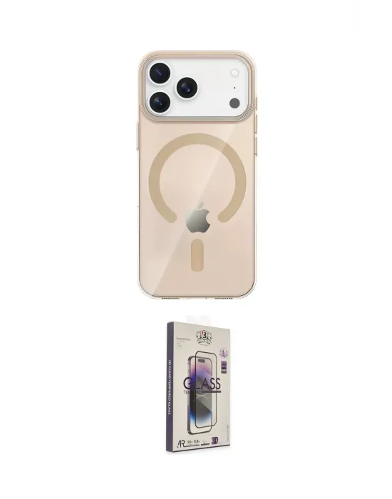 ieg™ iPhone 17 Pro Max Kılıf Pusula Form Özel Seri - Siyah Bilvis 3D Cam Ekran Koruyucu