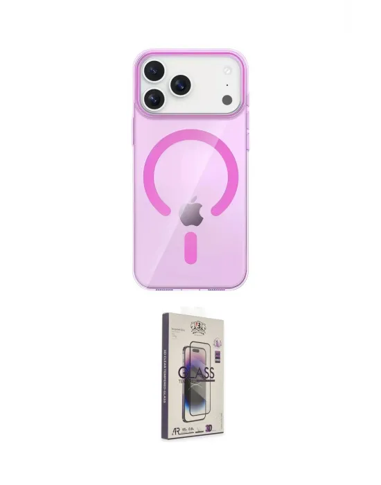 ieg™ iPhone 17 Pro Max Kılıf Pusula Form Özel Seri - Siyah Bilvis 3D Cam Ekran Koruyucu