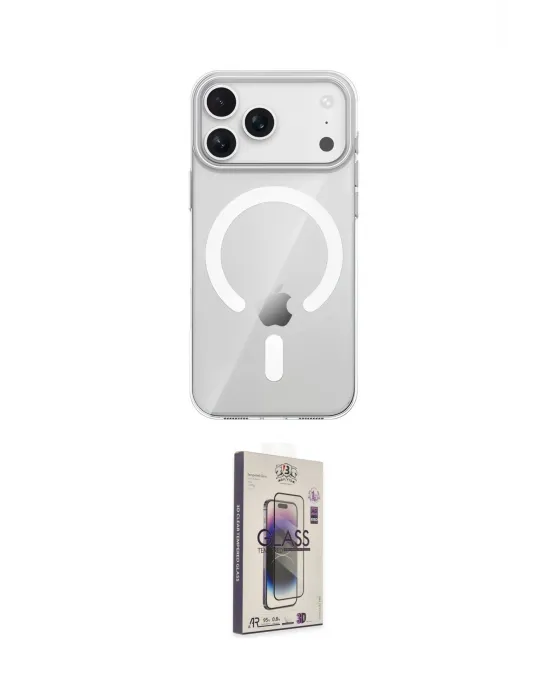 ieg™ iPhone 17 Pro Max Kılıf Pusula Form Özel Seri - Siyah Bilvis 3D Cam Ekran Koruyucu