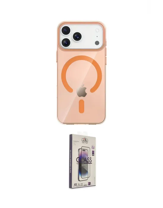 ieg™ iPhone 17 Pro Max Kılıf Pusula Form Özel Seri - Siyah Bilvis 3D Cam Ekran Koruyucu