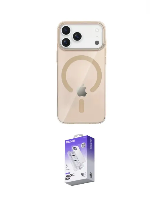ieg™ iPhone 17 Pro Max Kılıf Pusula Form Özel Seri - Siyah Bilvis 5in1 3D Magic Cam Ekran Koruyucu