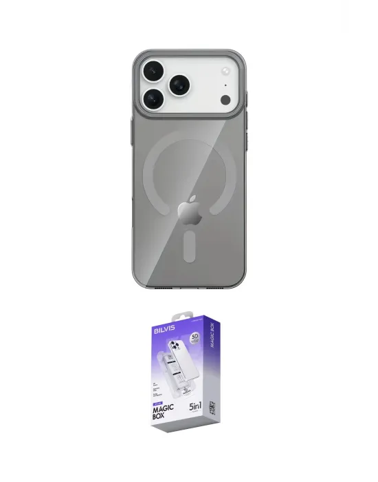 ieg™ iPhone 17 Pro Max Kılıf Pusula Form Özel Seri - Siyah Bilvis 5in1 3D Magic Cam Ekran Koruyucu
