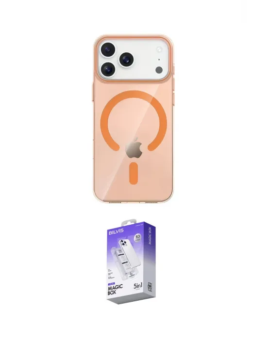 ieg™ iPhone 17 Pro Max Kılıf Pusula Form Özel Seri - Siyah Bilvis 5in1 3D Magic Cam Ekran Koruyucu
