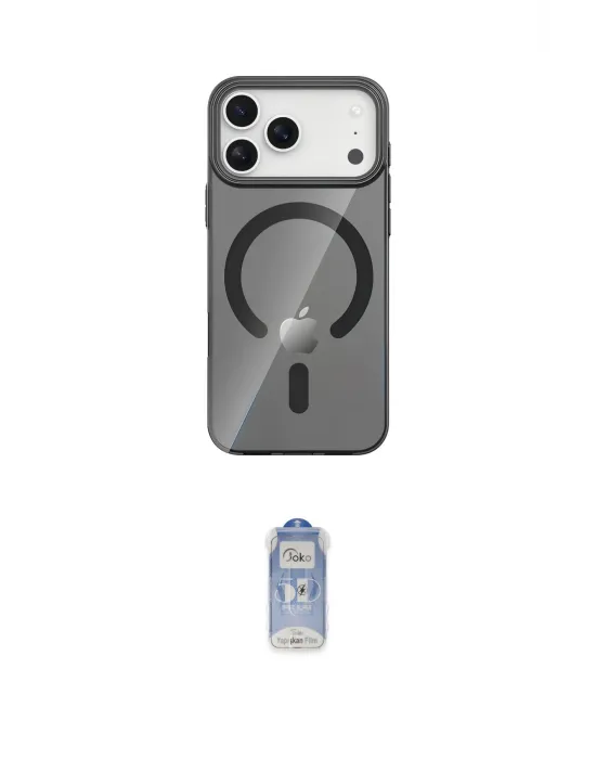 ieg™ iPhone 17 Pro Max Kılıf Pusula Form Özel Seri - Siyah Joko Magic 5D Cam