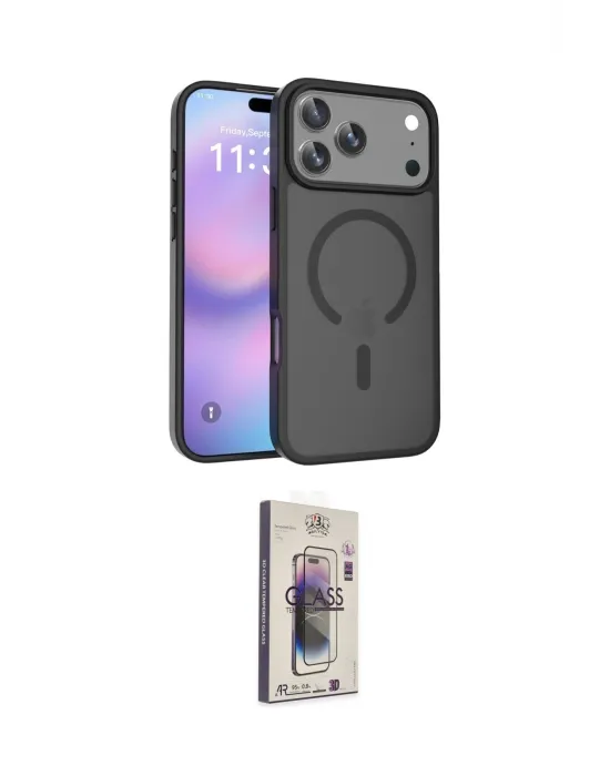 ieg™ iPhone 17 Pro Max Kılıf Siluet Minimal Prime - Siyah Bilvis 3D Cam Ekran Koruyucu