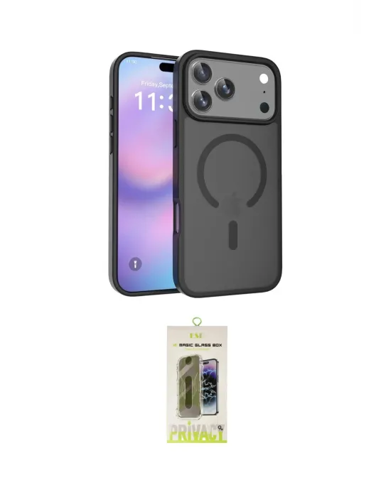ieg™ iPhone 17 Pro Max Kılıf Siluet Minimal Prime - Siyah Joko Magic 5D Hayalet Cam