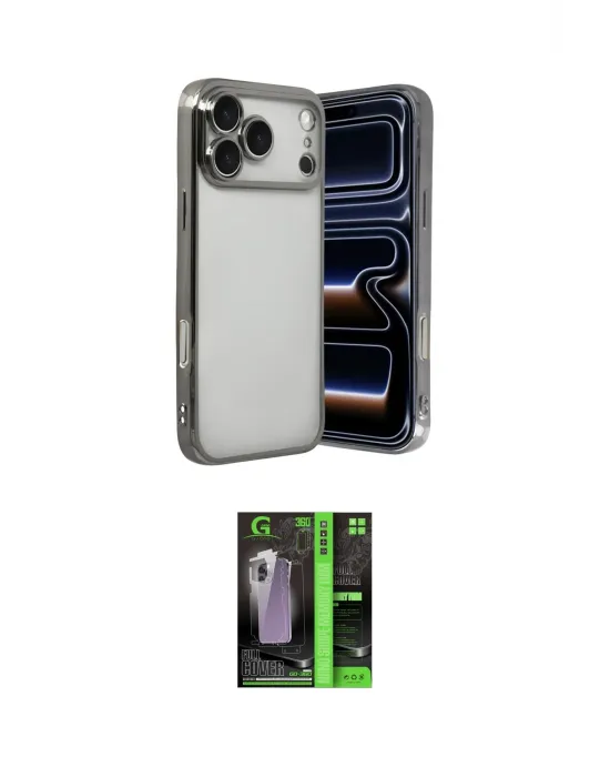 ieg™ iPhone 17 Pro Max Kılıf Vadi Minimal - Siyah 360 Mat Full Body Arka Koruyucu