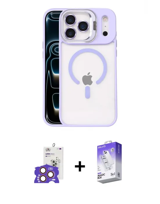 ieg™ iPhone 17 Pro Max Kılıf Yadigar Asil Koleksiyonu - Siyah Bilvis 5in1 3D Magic Cam Ekran Koruyucu + Bilvis Titan Kamera Lens - TU