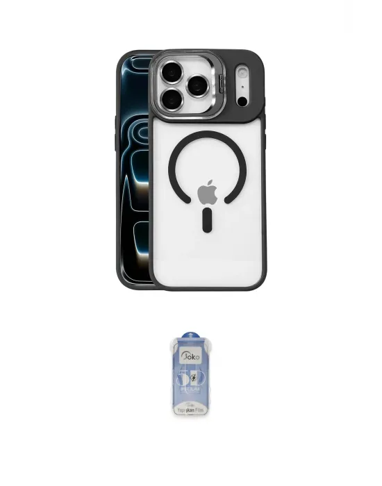 ieg™ iPhone 17 Pro Max Kılıf Yadigar Asil Koleksiyonu - Siyah Joko Magic 5D Cam