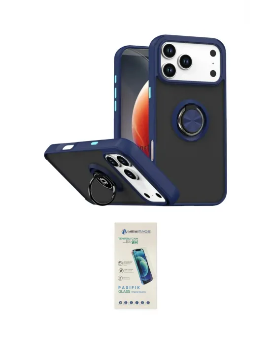 ieg™ iPhone 17 Pro Max Kılıf Yörünge Çizgi - Şeffaf Pasifik Cam Ekran Koruyucu