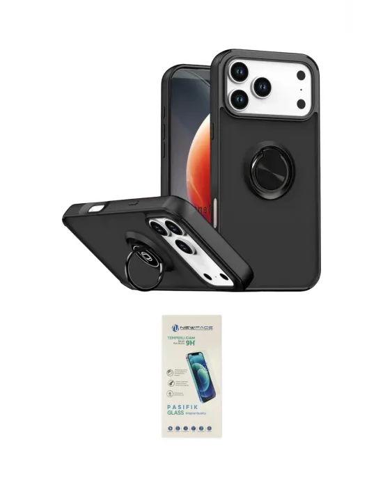 ieg™ iPhone 17 Pro Max Kılıf Yörünge Çizgi - Şeffaf Pasifik Cam Ekran Koruyucu