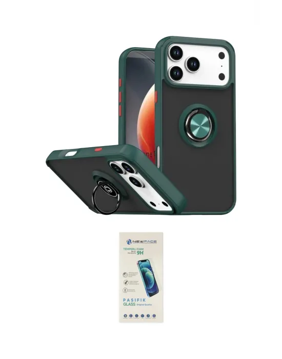 ieg™ iPhone 17 Pro Max Kılıf Yörünge Çizgi - Şeffaf Pasifik Cam Ekran Koruyucu