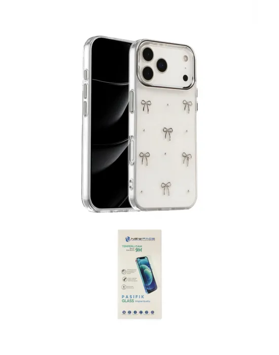 ieg™ iPhone 17 Pro Max Kılıf Yörünge Form - Şeffaf Pasifik Cam Ekran Koruyucu
