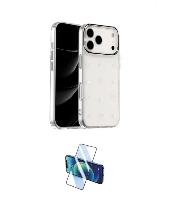 ieg™ iPhone 17 Pro Max Kılıf Yörünge Form - Siyah 3D Antistatik Cam Ekran Koruyucu