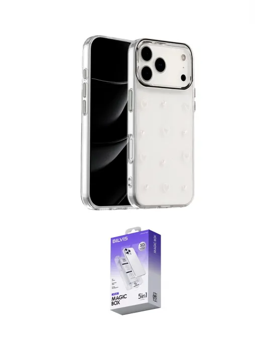ieg™ iPhone 17 Pro Max Kılıf Yörünge Form - Siyah Bilvis 5in1 3D Magic Cam Ekran Koruyucu