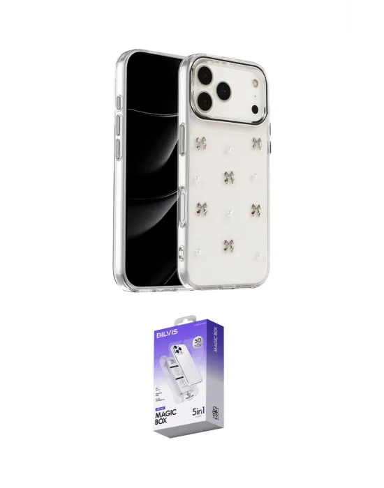 ieg™ iPhone 17 Pro Max Kılıf Yörünge Form - Siyah Bilvis 5in1 3D Magic Cam Ekran Koruyucu