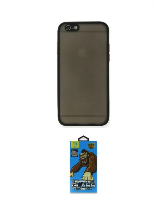 ieg™ iPhone 6 Kılıf Ahenk Çizgi Serisi - Siyah 18D Cam Ekran Koruyucu