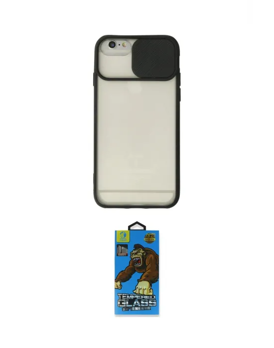 ieg™ iPhone 6 Plus Kılıf Vadi Çizgi - Siyah 18D Cam Ekran Koruyucu