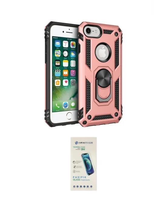 ieg™ iPhone 7 Kılıf Ahenk Klasik Koleksiyonu - Şeffaf Pasifik Cam Ekran Koruyucu