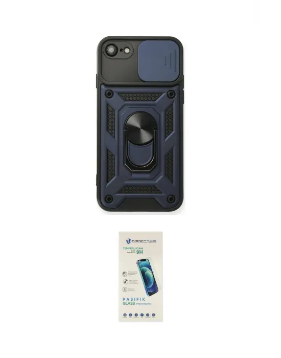 ieg™ iPhone 7 Kılıf Ahenk Klasik - Şeffaf Pasifik Cam Ekran Koruyucu