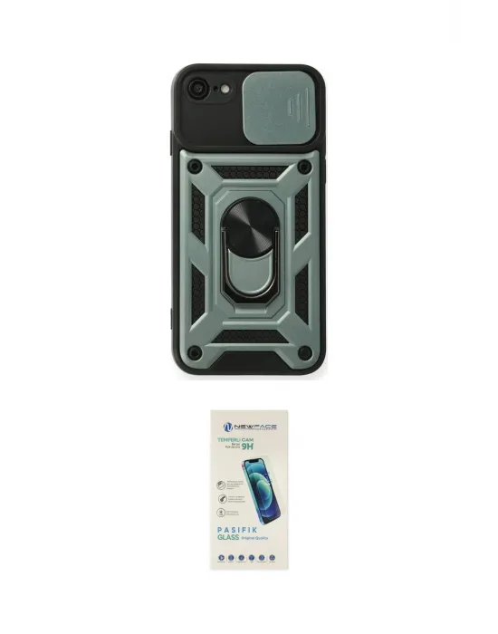 ieg™ iPhone 7 Kılıf Ahenk Klasik - Şeffaf Pasifik Cam Ekran Koruyucu