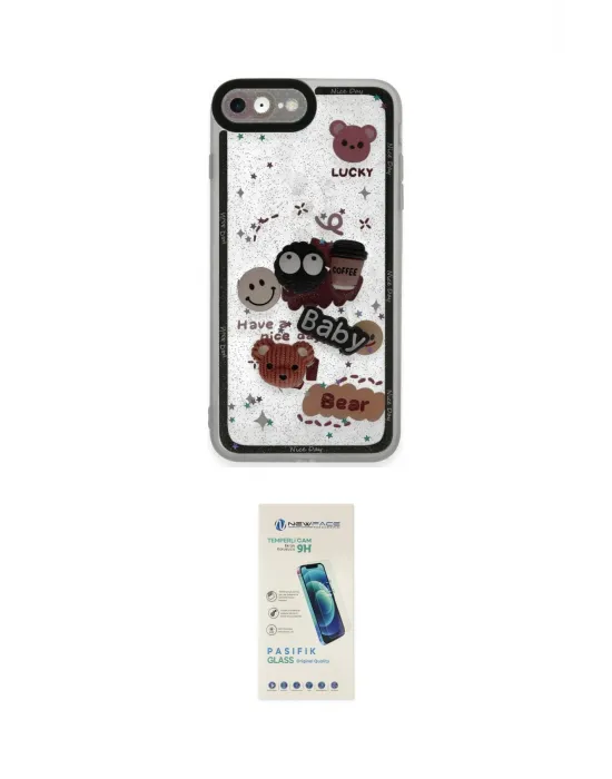 ieg™ iPhone 7 Kılıf Çekirdek Asil - Şeffaf Pasifik Cam Ekran Koruyucu