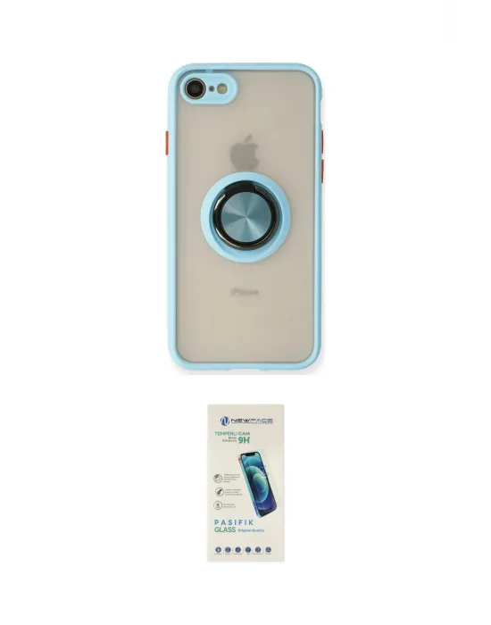 ieg™ iPhone 7 Kılıf Yörünge Çizgi - Şeffaf Pasifik Cam Ekran Koruyucu