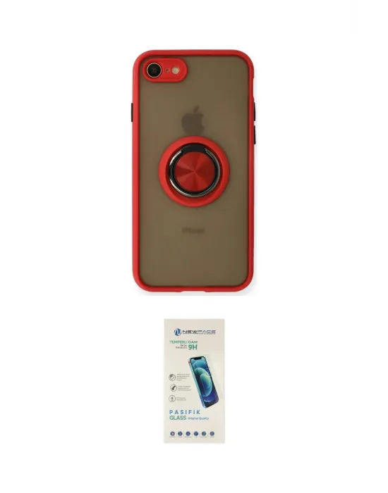 ieg™ iPhone 7 Kılıf Yörünge Çizgi - Şeffaf Pasifik Cam Ekran Koruyucu