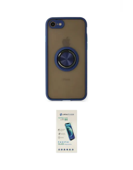 ieg™ iPhone 7 Kılıf Yörünge Çizgi - Şeffaf Pasifik Cam Ekran Koruyucu