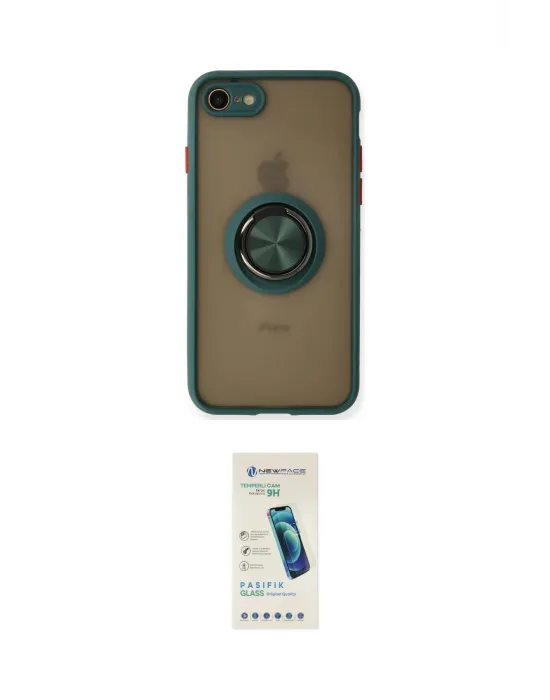 ieg™ iPhone 7 Kılıf Yörünge Çizgi - Şeffaf Pasifik Cam Ekran Koruyucu