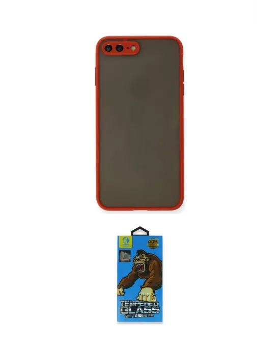 ieg™ iPhone 7 Plus Kılıf Ahenk Çizgi Serisi - Beyaz 18D Cam Ekran Koruyucu