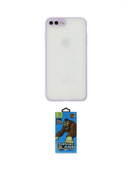 ieg™ iPhone 7 Plus Kılıf Ahenk Çizgi Serisi - Beyaz 18D Cam Ekran Koruyucu