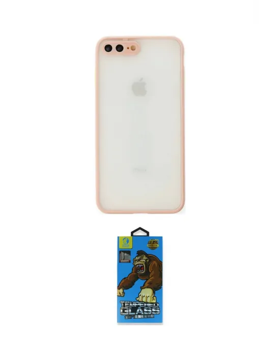 ieg™ iPhone 7 Plus Kılıf Ahenk Çizgi Serisi - Beyaz 18D Cam Ekran Koruyucu