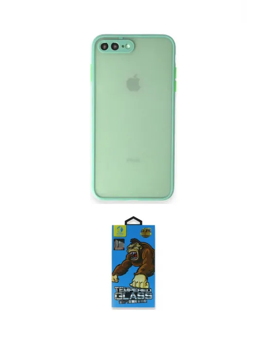 ieg™ iPhone 7 Plus Kılıf Ahenk Çizgi Serisi - Beyaz 18D Cam Ekran Koruyucu