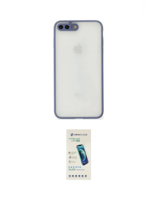 ieg™ iPhone 7 Plus Kılıf Ahenk Çizgi Serisi - Şeffaf Pasifik Cam Ekran Koruyucu