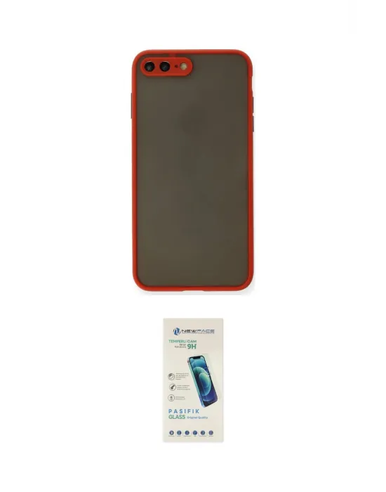 ieg™ iPhone 7 Plus Kılıf Ahenk Çizgi Serisi - Şeffaf Pasifik Cam Ekran Koruyucu